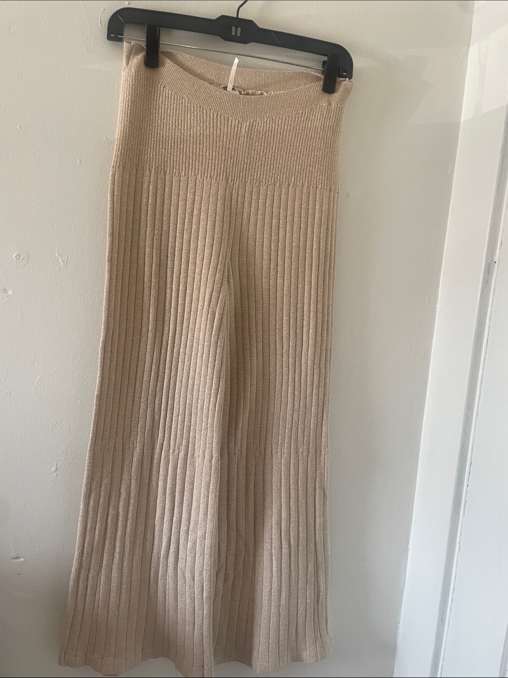 Free People Ribbed Knit Maxi Skirt in Beige